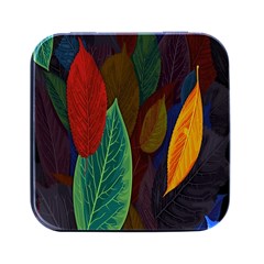 Leaves, Colorful, Desenho, Falling, Square Metal Box (black)