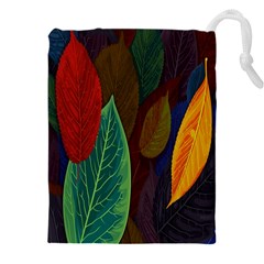 Leaves, Colorful, Desenho, Falling, Drawstring Pouch (4xl) by nateshop