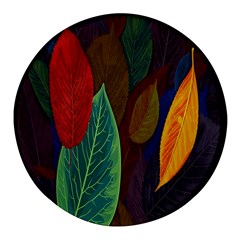 Leaves, Colorful, Desenho, Falling, Round Glass Fridge Magnet (4 Pack)