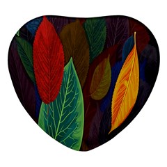 Leaves, Colorful, Desenho, Falling, Heart Glass Fridge Magnet (4 Pack) by nateshop