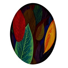 Leaves, Colorful, Desenho, Falling, Oval Glass Fridge Magnet (4 Pack)