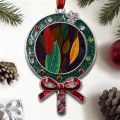 Leaves, Colorful, Desenho, Falling, Metal X mas Lollipop With Crystal Ornament by nateshop