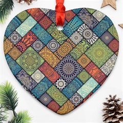 Mandala Pattern Abstract , Mandala, Pattern, Abstract Heart Ornament (two Sides) by nateshop