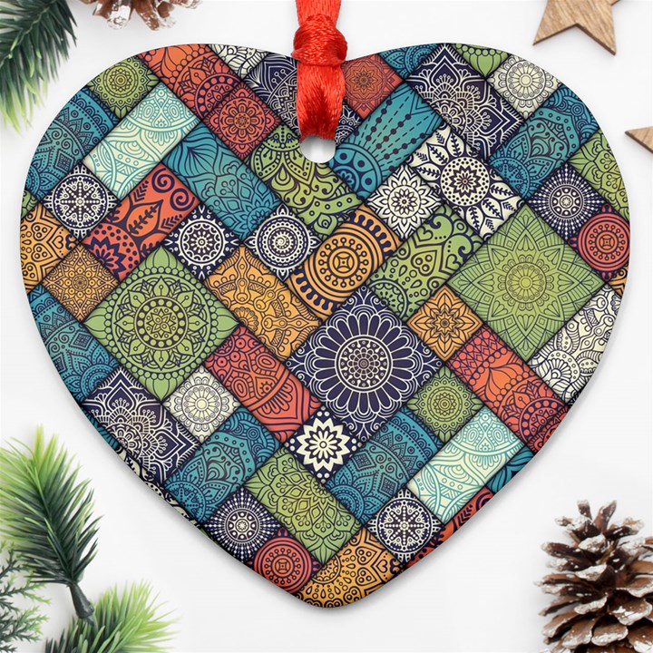 Mandala Pattern Abstract , Mandala, Pattern, Abstract Heart Ornament (Two Sides)