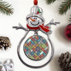 Mandala Pattern Abstract , Mandala, Pattern, Abstract Metal Snowman Ornament