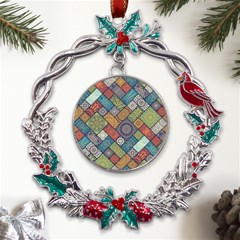 Mandala Pattern Abstract , Mandala, Pattern, Abstract Metal X mas Wreath Holly Leaf Ornament by nateshop