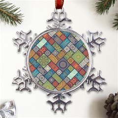 Mandala Pattern Abstract , Mandala, Pattern, Abstract Metal Large Snowflake Ornament