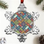 Mandala Pattern Abstract , Mandala, Pattern, Abstract Metal Small Snowflake Ornament Front