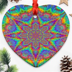 Mandala, Pattern, Abstraction, Colorful, Hd Phone Ornament (heart) by nateshop