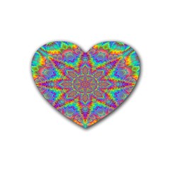 Mandala, Pattern, Abstraction, Colorful, Hd Phone Rubber Heart Coaster (4 Pack) by nateshop