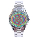 Mandala, Pattern, Abstraction, Colorful, Hd Phone Stainless Steel Analogue Watch Front