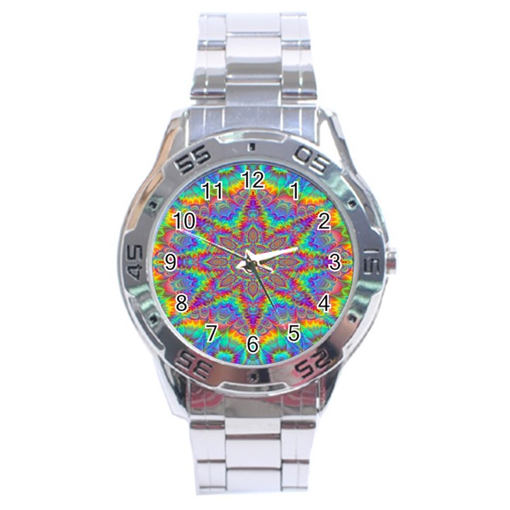 Mandala, Pattern, Abstraction, Colorful, Hd Phone Stainless Steel Analogue Watch