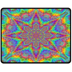 Mandala, Pattern, Abstraction, Colorful, Hd Phone Two Sides Fleece Blanket (medium) by nateshop