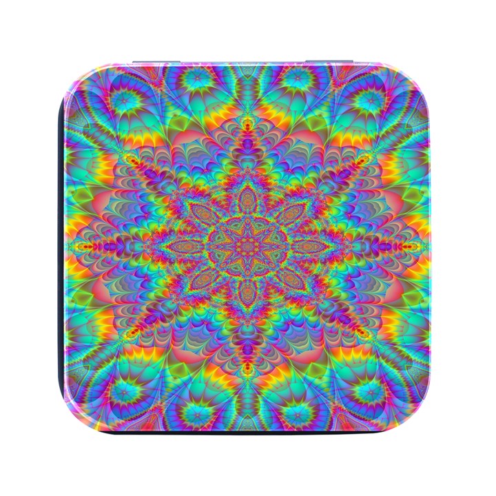 Mandala, Pattern, Abstraction, Colorful, Hd Phone Square Metal Box (Black)