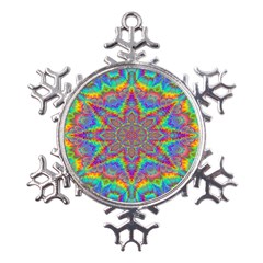 Mandala, Pattern, Abstraction, Colorful, Hd Phone Metal Large Snowflake Ornament by nateshop