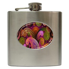 Paisley Pattern, Abstract Colorful, Texture Background, Hd Hip Flask (6 Oz) by nateshop