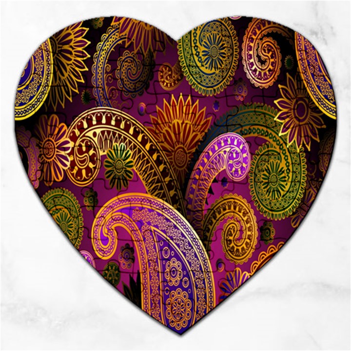 Paisley Pattern, Abstract Colorful, Texture Background, Hd Jigsaw Puzzle (Heart)