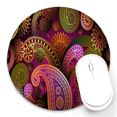 Paisley Pattern, Abstract Colorful, Texture Background, Hd Round Mousepad by nateshop