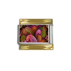 Paisley Pattern, Abstract Colorful, Texture Background, Hd Gold Trim Italian Charm (9mm)