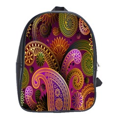 Paisley Pattern, Abstract Colorful, Texture Background, Hd School Bag (large) by nateshop