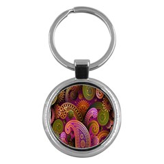 Paisley Pattern, Abstract Colorful, Texture Background, Hd Key Chain (round) by nateshop