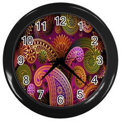 Paisley Pattern, Abstract Colorful, Texture Background, Hd Wall Clock (black) by nateshop