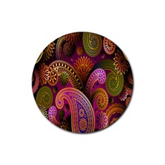 Paisley Pattern, Abstract Colorful, Texture Background, Hd Rubber Round Coaster (4 Pack) by nateshop