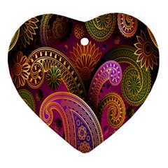 Paisley Pattern, Abstract Colorful, Texture Background, Hd Heart Ornament (two Sides) by nateshop