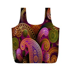 Paisley Pattern, Abstract Colorful, Texture Background, Hd Full Print Recycle Bag (m) by nateshop