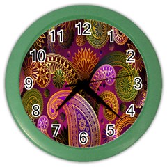 Paisley Pattern, Abstract Colorful, Texture Background, Hd Color Wall Clock by nateshop