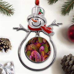 Paisley Pattern, Abstract Colorful, Texture Background, Hd Metal Snowman Ornament by nateshop