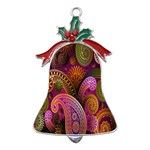 Paisley Pattern, Abstract Colorful, Texture Background, Hd Metal Holly Leaf Bell Ornament Front