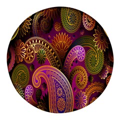 Paisley Pattern, Abstract Colorful, Texture Background, Hd Round Glass Fridge Magnet (4 Pack) by nateshop