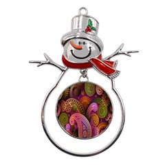 Paisley Pattern, Abstract Colorful, Texture Background, Hd Metal Snowman Ornament by nateshop