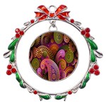 Paisley Pattern, Abstract Colorful, Texture Background, Hd Metal X mas Wreath Ribbon Ornament Front