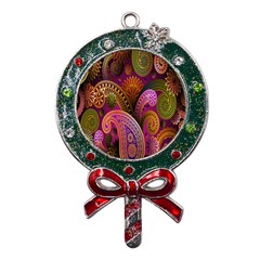 Paisley Pattern, Abstract Colorful, Texture Background, Hd Metal X mas Lollipop With Crystal Ornament by nateshop