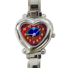 Peacock-feathers,blue 1 Heart Italian Charm Watch by nateshop