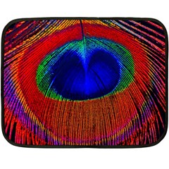 Peacock-feathers,blue 1 Two Sides Fleece Blanket (mini) by nateshop