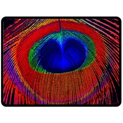 Peacock-feathers,blue 1 Fleece Blanket (large) by nateshop