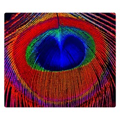 Peacock-feathers,blue 1 Two Sides Premium Plush Fleece Blanket (small) by nateshop