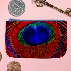 Peacock-feathers,blue 1 Large Coin Purse by nateshop