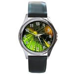 Machine Technology Circuit Electronic Computer Technics Detail Psychedelic Abstract Pattern Round Metal Watch Front