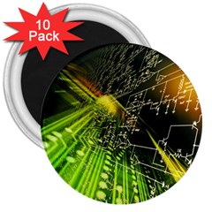 Machine Technology Circuit Electronic Computer Technics Detail Psychedelic Abstract Pattern 3  Magnets (10 Pack)  by Sarkoni