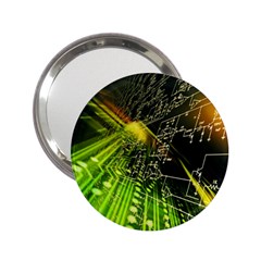 Machine Technology Circuit Electronic Computer Technics Detail Psychedelic Abstract Pattern 2 25  Handbag Mirrors by Sarkoni