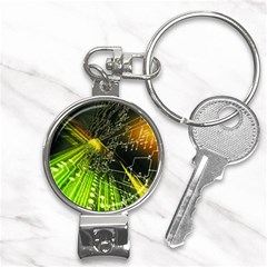 Machine Technology Circuit Electronic Computer Technics Detail Psychedelic Abstract Pattern Nail Clippers Key Chain by Sarkoni