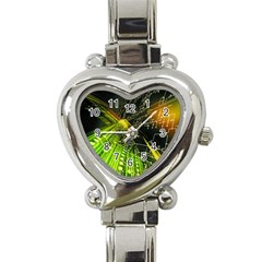 Machine Technology Circuit Electronic Computer Technics Detail Psychedelic Abstract Pattern Heart Italian Charm Watch by Sarkoni