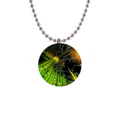 Machine Technology Circuit Electronic Computer Technics Detail Psychedelic Abstract Pattern 1  Button Necklace by Sarkoni