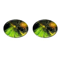 Machine Technology Circuit Electronic Computer Technics Detail Psychedelic Abstract Pattern Cufflinks (oval) by Sarkoni