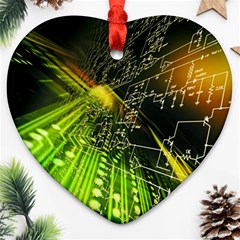 Machine Technology Circuit Electronic Computer Technics Detail Psychedelic Abstract Pattern Heart Ornament (two Sides) by Sarkoni