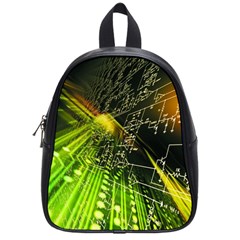 Machine Technology Circuit Electronic Computer Technics Detail Psychedelic Abstract Pattern School Bag (small) by Sarkoni